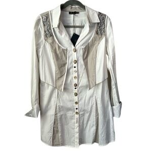 Dismero Italian Designer Button Front Tunic Top Size M